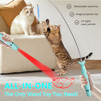 UMIONE Baguette de jeu rétractable moderne pour chat avec laser rouge à 5 modes et plumes, LED rechargeable pour jeu interactif