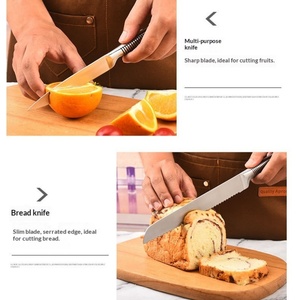 7-Piece Premium Stainless Steel Chef Knife Set <b>Scissor</b> Hollow Handle Kitchen Knife with Durable Block and Knife <b>Sharpener</b> - Product Image 5