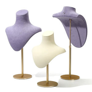 Exhibidor de Joyería de Alta Gama, Busto de Metal y <span class=keywords><strong>Gamuza</strong></span> para Collares, Estuche Exhibidor de Joyería, Maniquí para Exhibición de Joyería - Product Image 1