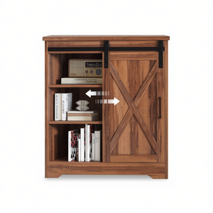 Credenza da Cucina Marrone, Mobile di Stoccaggio con Ante in Legno Massello, Design Moderno - Product Image 1