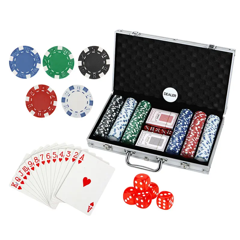 カスタマイズされたプロのギャンブルゲームトランプカジノ安い粘土アルミニウムケース500個ポーカーチップセット