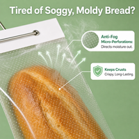 Sac à pain micro-perforé personnalisé en OPP avec fermeture à ressort, transparent et respirant, pour boulangerie, avec fermeture à ressort métallique