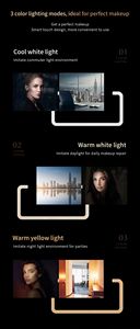 Espejo de Maquillaje LED con Interruptor Táctil, 3 Colores de Iluminación, Portátil, de Doble Cara, para Viajes - Product Image 3