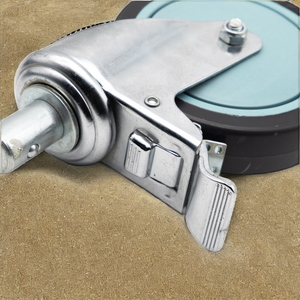 5 Zoll Schwenkbares Lenkrad mit Bremse, Feuerverzinkter Stahl, TPR-Material, Ersatzrad-Einsatz für Einkaufswagen - Product Image 2