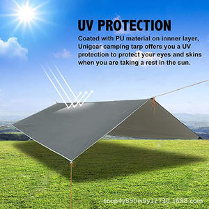 Abri de camping extérieur léger et résistant aux UV en tissu Oxford imperméable Woqi Tarp 300x300 cm avec piquets et cordes d'ancrage - Product Image 3