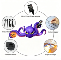 Poulpe gonflable d'Halloween en polyester imperméable de 8 pieds avec vampire et citrouille lumineux à LED pour décoration de jardin extérieure