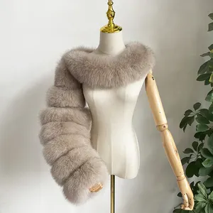 Großhandel Echte Echtpelz Jacke Flauschiges Fell Einärmlige Frauen Fox Pelz mäntel