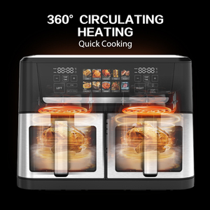 Lớn 12L thông minh Nồi chiên không khí LCD hiển thị thép không gỉ kỹ thuật số dầu-miễn phí đa chức năng Giỏ đôi cho hộ gia đình hình vuông - Product Image 5