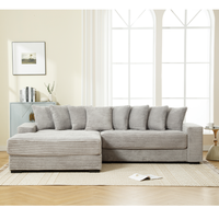 Canapé modulaire surdimensionné en forme de L, moderne, en velours côtelé, avec chaise longue gauche, accoudoirs, huit coussins décoratifs, canapé d'angle