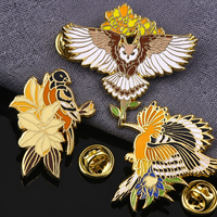 Broche personnalisée OEM en émail motif animal, oiseau, floral, en alliage de zinc, badge de revers sur le thème de la nature et de la faune, design artistique personnalisé, accessoire vestimentaire, cadeau