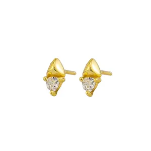 Gemnel Vintage 18k Gold Plated S925 Sterling Silver Zircon Triangle Stud Earrings For Women For Anniversaries Wholesale