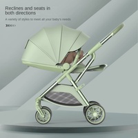 Poussette bébé en alliage d'aluminium High-View avec fonction inclinable et assise, poussée bidirectionnelle, système de voyage léger et pliable