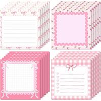 Blocs-notes adhésifs roses en forme de nœud, mémos créatifs, bandes de tri mignonnes, autocollants réutilisables style ruban pour étudiants