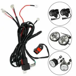 Motorcycle Fog Light Wiring Harness LED Lamp Headlamp Refit Switch Relay Wire Motorbike Spotlight Cable Accessory