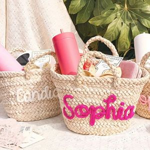 Bolso de Paja Tejido a Mano Personalizado con Nombre, Redondo, para Vacaciones en la Playa, Verano, Elegante, para Uso Diario - Product Image 3