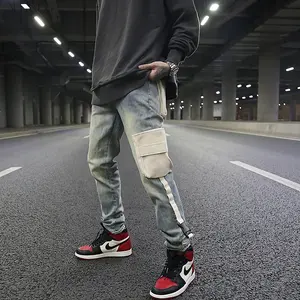 OEM nieuwe stijl jeans pent mannen voorraad dropshipping skinny stedelijke cargo mannen jeans