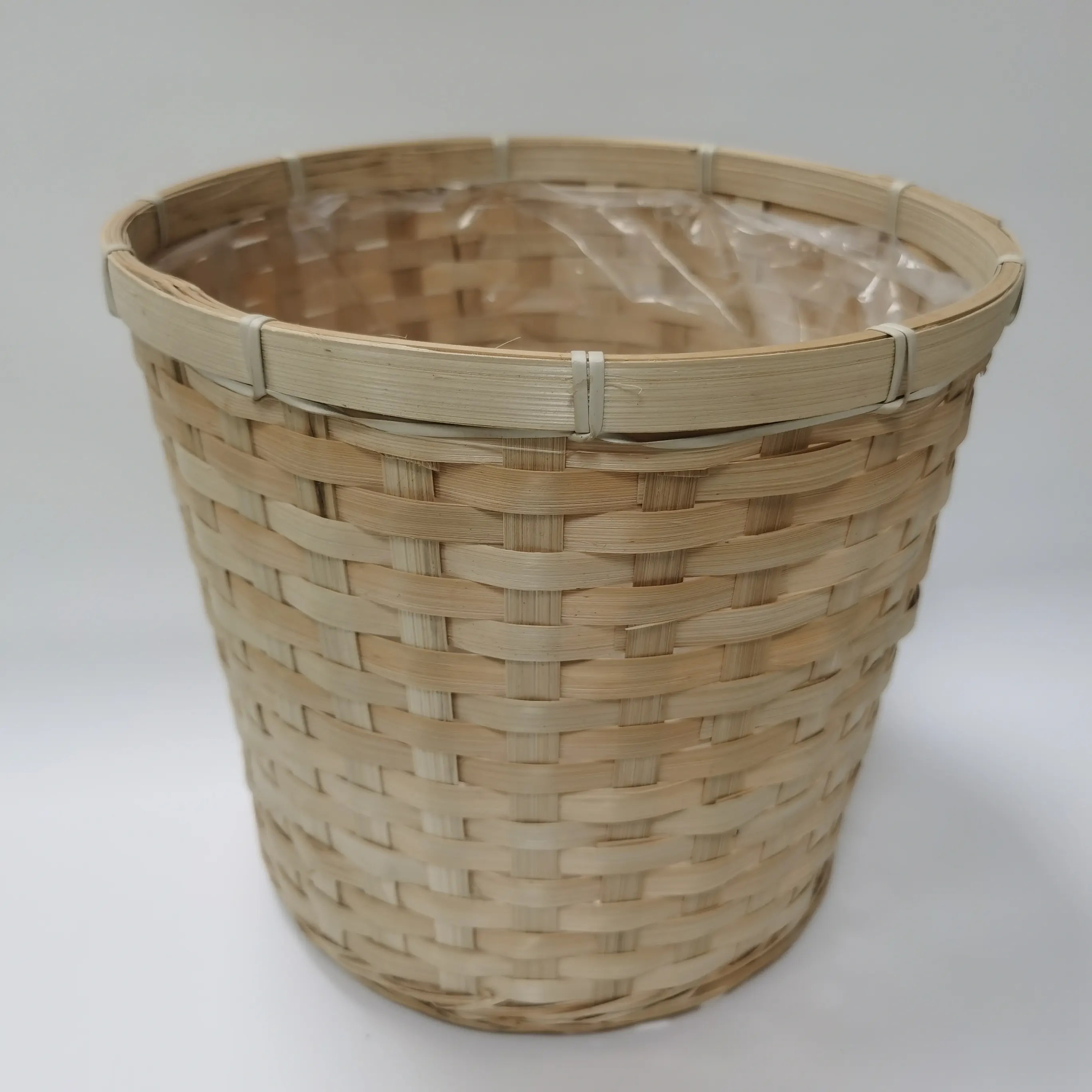 Natural Round Seagrass bamboo wicker Belly Basket with Handles Bamboo plant woven rattan plant flower pot holder