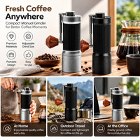 Moulin à café portable moderne Kingze, corps en alliage d'aluminium 7 étoiles, meule en acier inoxydable 420, moulin à café manuel avec poignée pliable