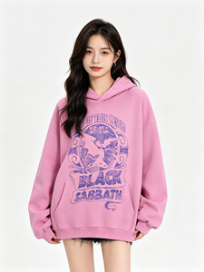 <span class=keywords><strong>Sweat</strong></span> à capuche décontracté de haute qualité Automne Hiver 2026, style rétro, couleur unie, épais, imprimé, coupe oversize, pour le streetwear - Product Image 6