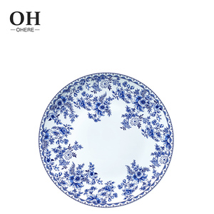 Service de table en porcelaine de style classique, <span class=keywords><strong>vintage</strong></span>, <span class=keywords><strong>bleu</strong></span> dégradé, petites fleurs, <span class=keywords><strong>assiette</strong></span> en céramique, passe au lave-vaisselle, décalcomanie, <span class=keywords><strong>assiette</strong></span> en porcelaine osseuse - Product Image 4