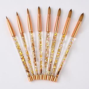 Faria Etiqueta Privada Glitter líquido mango Kolinsky cepillo de uñas al por mayor pétalo Kolinsky acrílico cepillo de uñas oro - Product Image 1