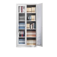 Archivador de Oficina de Acero y Vidrio con Doble Puerta, Ignífugo, Transparente, con Cerradura, Multicapa, para Documentos Financieros y Contables
