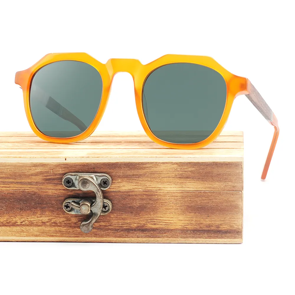 Unique design originals wooden arms vintage acetate handmade fashion sunglasses