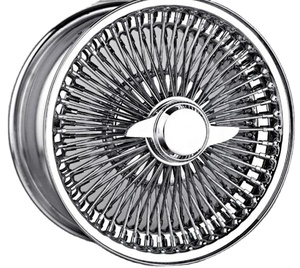 Nuevo Rin de Acero Cromado de 13-22 Pulgadas STD con Centro Dorado de <span class=keywords><strong>100</strong></span> Radios, con Spinner Desmontable y Adaptador - Product Image 1