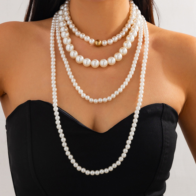 Fashion Multi Layers Pearl Chain Long Tassel Necklace Wedding Party Luxury extra Long Size Pearl Chain Necklace for Women Wear