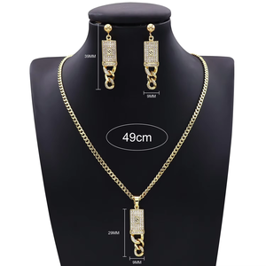 Nuevo latón de alta calidad 14K chapado en oro mujeres Mónaco S forma Zirconia gargantilla collar pendientes conjunto de joyería - Product Image 3
