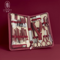 Set de 42 Piezas de Cortaúñas Longhui, Tijeras de Acero Inoxidable, Pinzas para Paroniquia, Limpiador de Oídos, Raspador de Pies, Kit de Manicura