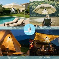 Ventilateur de camping portable avec lumières, rechargeable par USB, ventilateur de tente de 24 cm avec lumière, 4 vitesses avec télécommande, minuterie