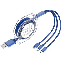 Câble USB rétractable 3-en-1 personnalisé avec logo promotionnel X127, câble de charge rétractable 3-en-1, avec option C