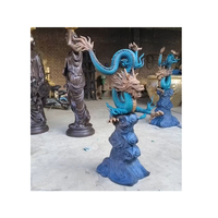 Fontaine d'eau en bronze, artisanat en métal de conception populaire, grande statue de dragon en bronze chinois, figurines de boule
