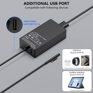 <span class=keywords><strong>Chargeur</strong></span> pour ordinateur portable <span class=keywords><strong>Surface</strong></span> <span class=keywords><strong>Book</strong></span> <span class=keywords><strong>3</strong></span> 127W compatible avec Microsoft <span class=keywords><strong>Book</strong></span> 1,2, Laptop Studio 1, Windows Laptop Pro 102W - Product Image 3