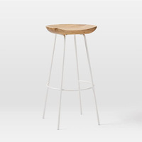 Tabouret de bar en bois massif nordique avec structure métallique, design minimaliste, chaise haute pour la maison, le café et l'usage commercial