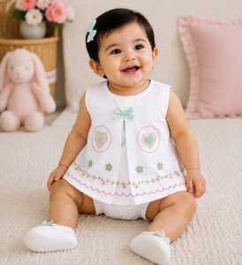 Ensemble de gilets pour bébés filles en coton imprimé mignon, sans manches, col rond, motif floral, respirant, 2 pièces, vêtements de printemps - Product Image 4