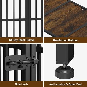 Easycom 31 "çevre dostu katlanabilir köpek sandık mobilya ayarlanabilir kaseler adı etiketi orta köpekler için rustik kahverengi ahşap kulübesi - Product Image 6