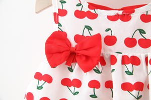 Ropa para Bebés, Conjuntos para Niñas Pequeñas, Vestidos con Estampado de Cerezas y Sombrero, Venta al por Mayor en China - Product Image 5