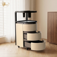 Chariot de Salon Courbé de Luxe Moderne avec Support pour Sèche-Cheveux - Chariot de Coiffeur Roulant Multi-Tiroirs et Organisateur de Rangement pour Produits de Beauté