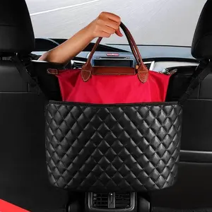 Leather Car Net Pocket Handbag Holder Seat Back Hanging Storage Bag