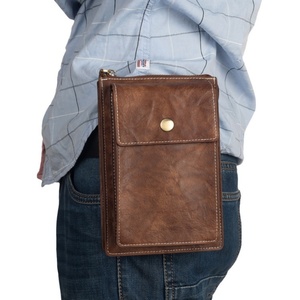 For Vintage Fanny Pack PU Leather Sport Belt Bag Zipper Closure Custom Travelling Phone Waist Bag for Climbing Waterproof - Product Image 6