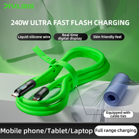 Câble de charge rapide Piva 1,5 m 480 Mbps en silicone liquide avec affichage numérique Type C vers C PD240W pour ordinateur portable, tablette, téléphone
