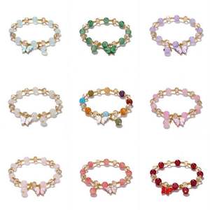 Nouveau produit, bracelet en verre cristal avec breloques papillon réglables, bracelets à perles pour femmes et filles, bijoux - Product Image 1