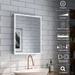 医学キャビネットミラーメーカー | デュアル照明付きスマートLEDミラーキャビネット + 防霧 + 棚 - Product Image 4