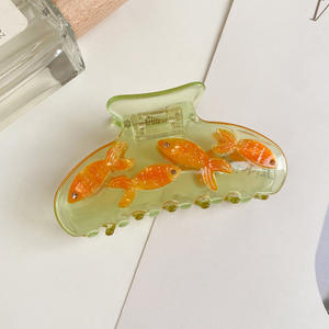 Pinza para el pelo de acetato con diseño de pez dorado transparente, accesorios bonitos para el cabello de mujer - Product Image 5