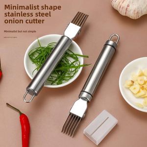 Kitchen Tools Manual Garlic Cutter Stainless Steel Vegetable Shredding Knife Onion Slicer with Scallion Cutter Feature - Product Image 3