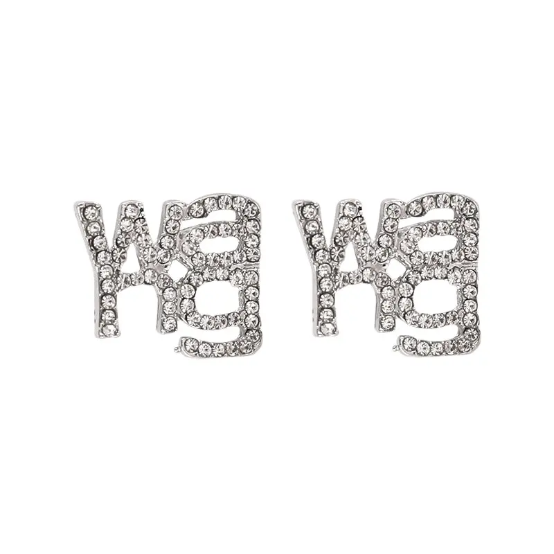 Fashion Punk Exaggerated Fashion Crystal Wang Letter Earrings Rhinestone Letters Dangle Earrings For Women Girl Jewellery