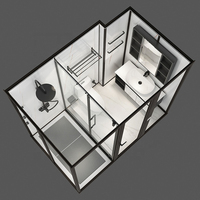Offre Spéciale : Unité de Douche Modulaire de Luxe pour Hôtels, Préfabriquée, Moderne, Autonome, Complète avec Baignoire Intégrée