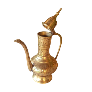 Antique Finished Brass <b>Casted</b> Aftaba Engraved Arabian Brass Pitcher Aftaba Supplies Best Quality Middle Eastern Tea Pot - Product Image 1